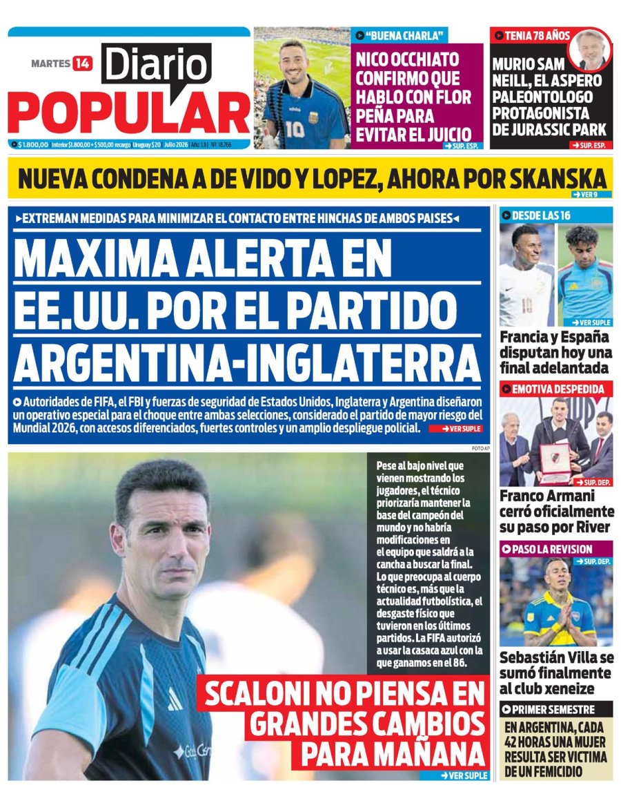 Tapa del suplemento papel