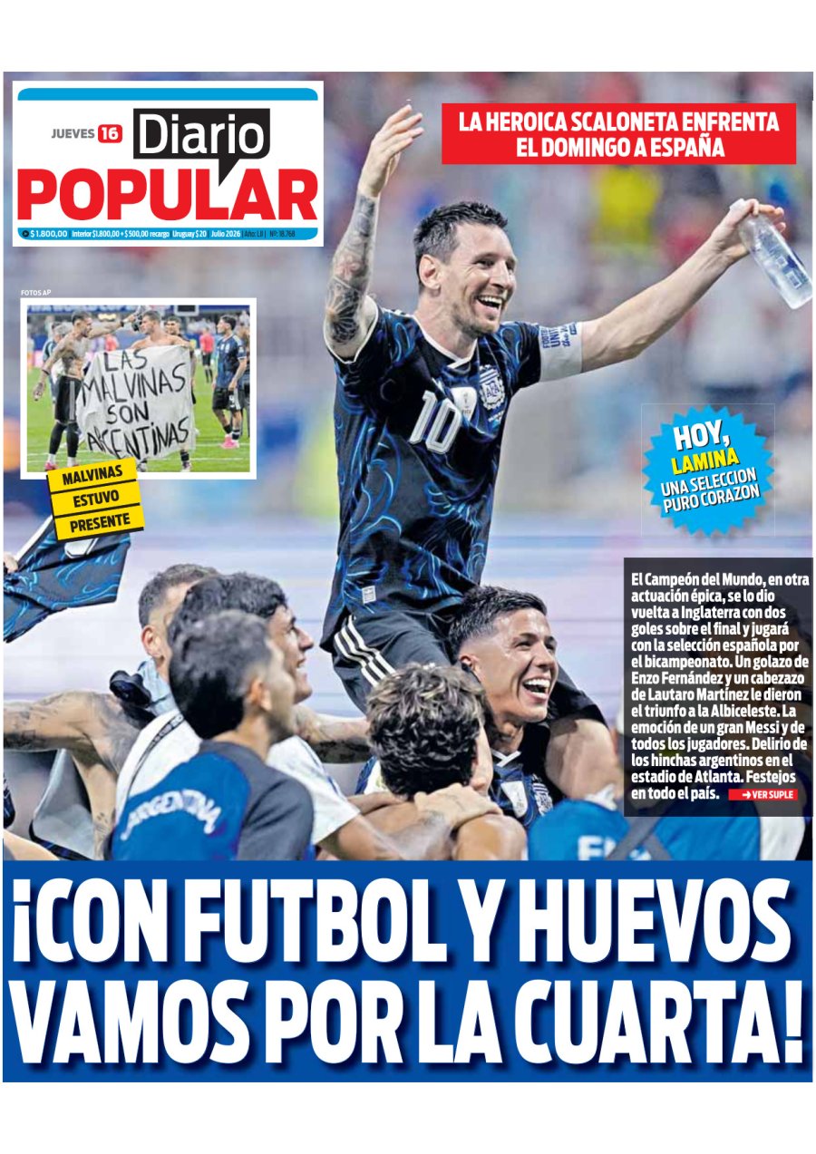 Tapa del suplemento papel