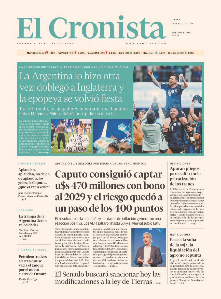 Tapa del suplemento papel