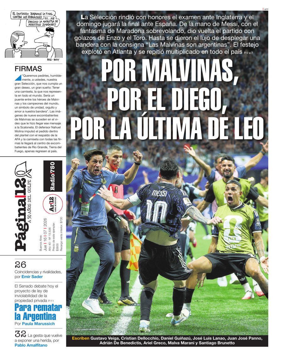 Tapa del suplemento papel