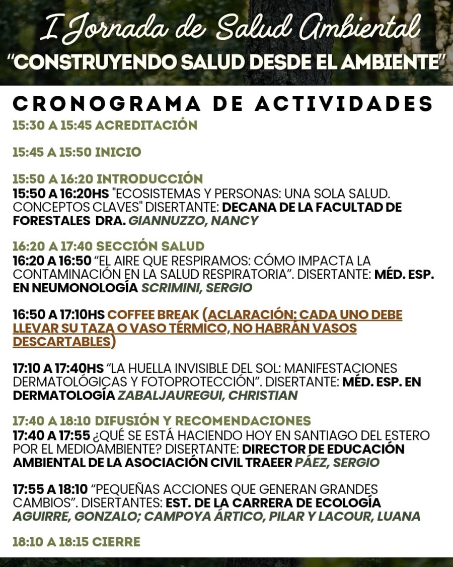 El cronograma de la jornada.