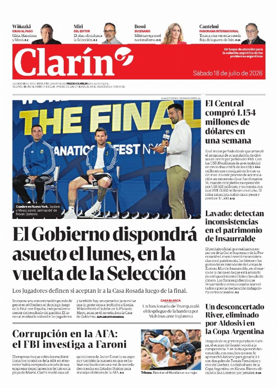 Tapa del suplemento papel