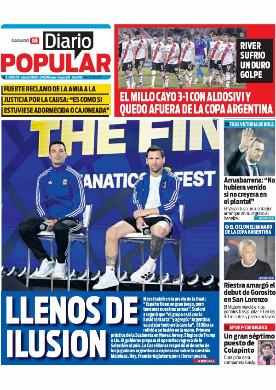 Tapa del suplemento papel