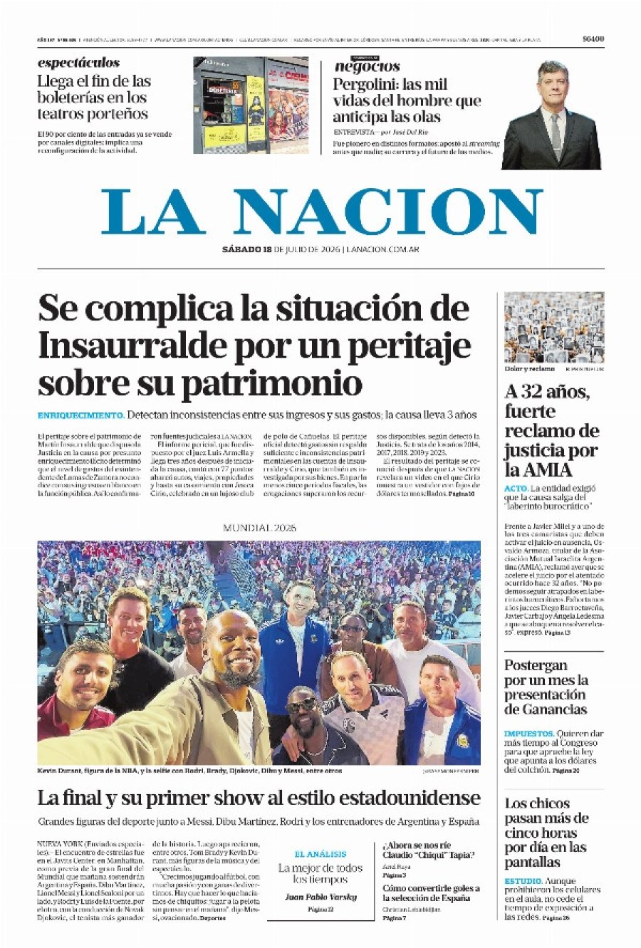 Tapa del suplemento papel