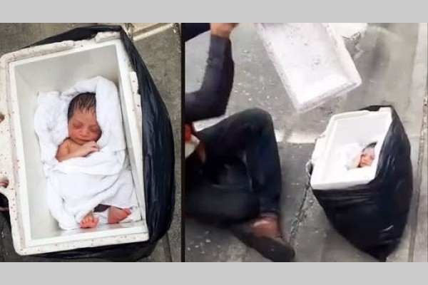 Hallaron con vida a un bebé abandonado dentro de una conservadora