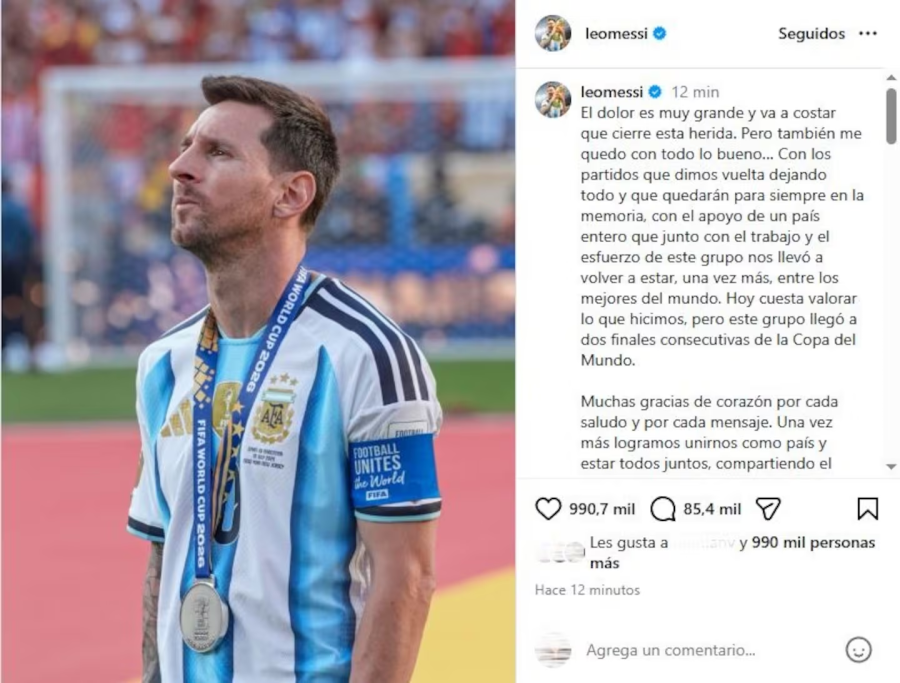 <i>Messi, en su cuenta de Instagram.</i>
