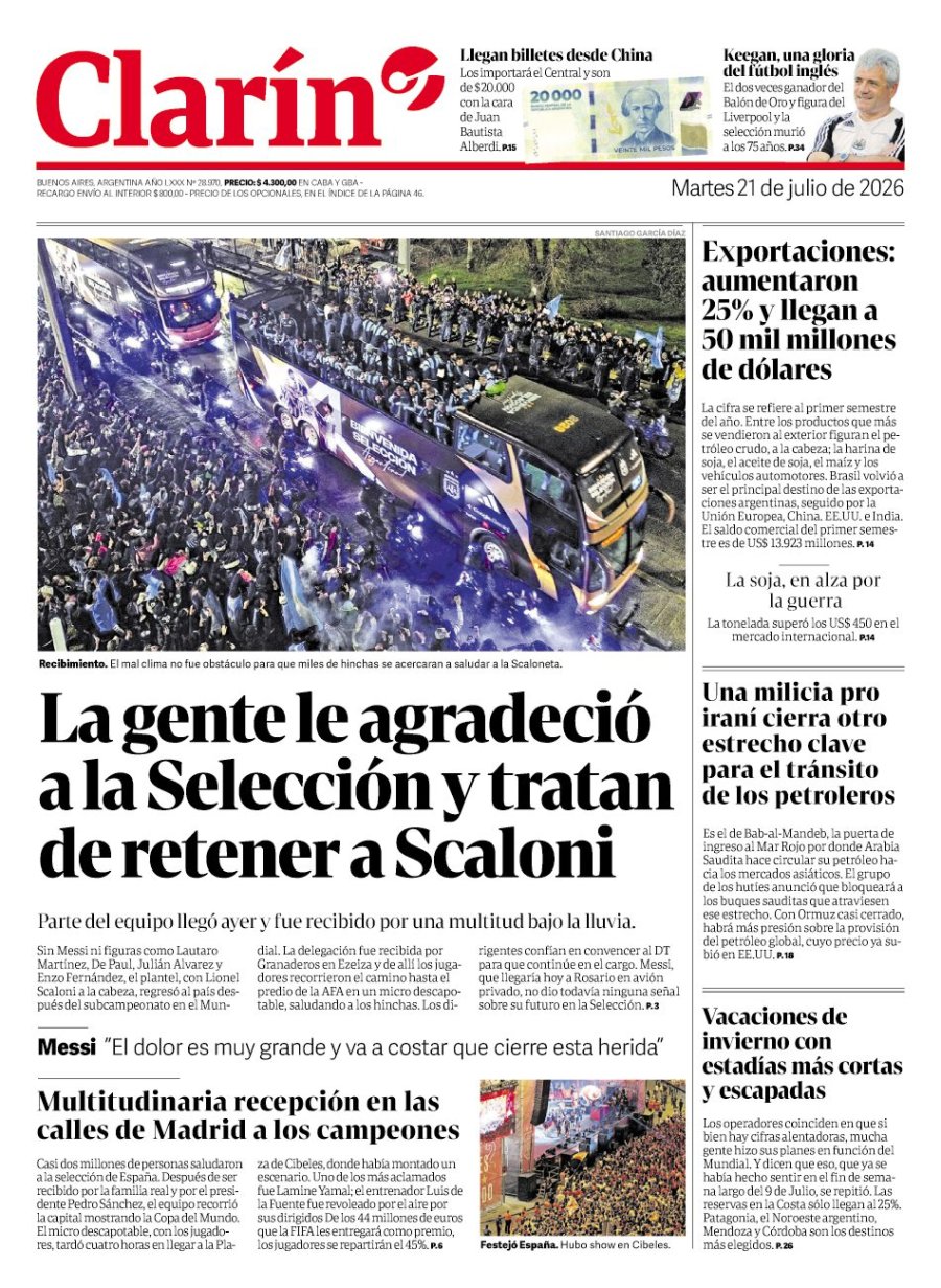 Tapa del suplemento papel