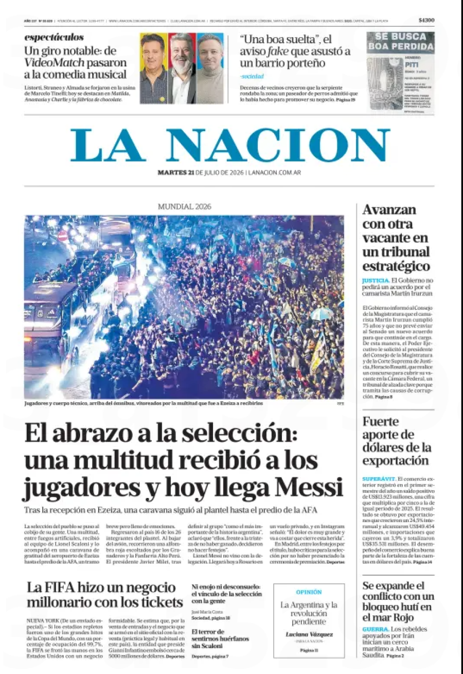 Tapa del suplemento papel