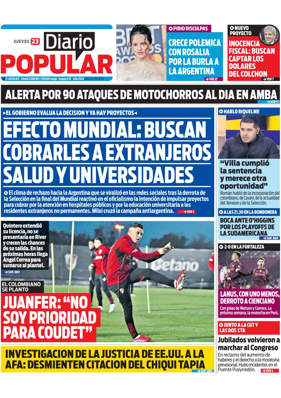 Tapa del suplemento papel