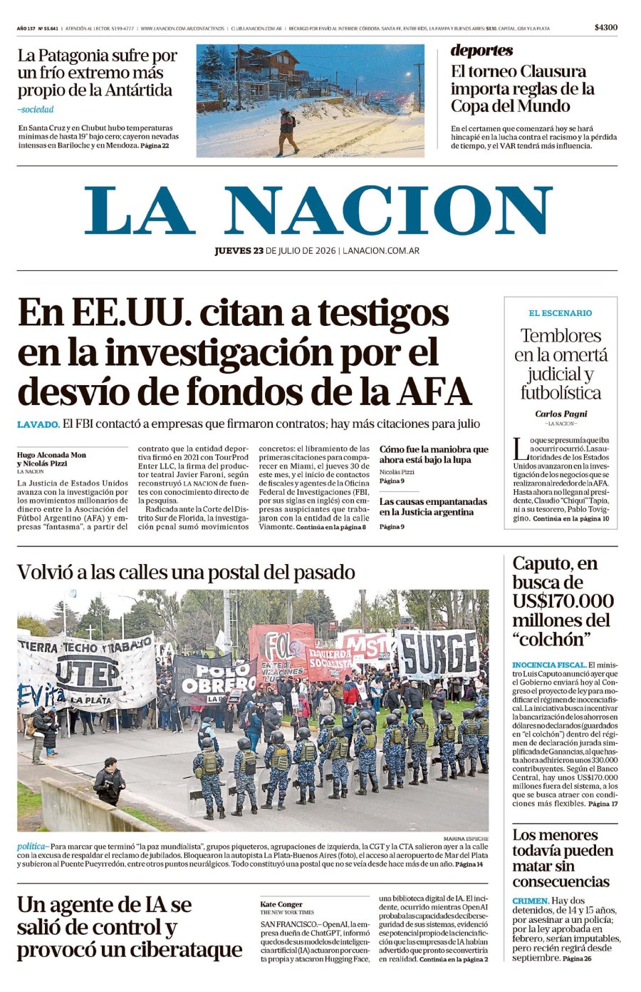 Tapa del suplemento papel