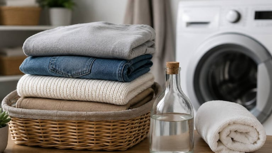 <i>Una pequeña cantidad de vinagre blanco durante el lavado puede ayudar a eliminar residuos acumulados en las fibras.</i>